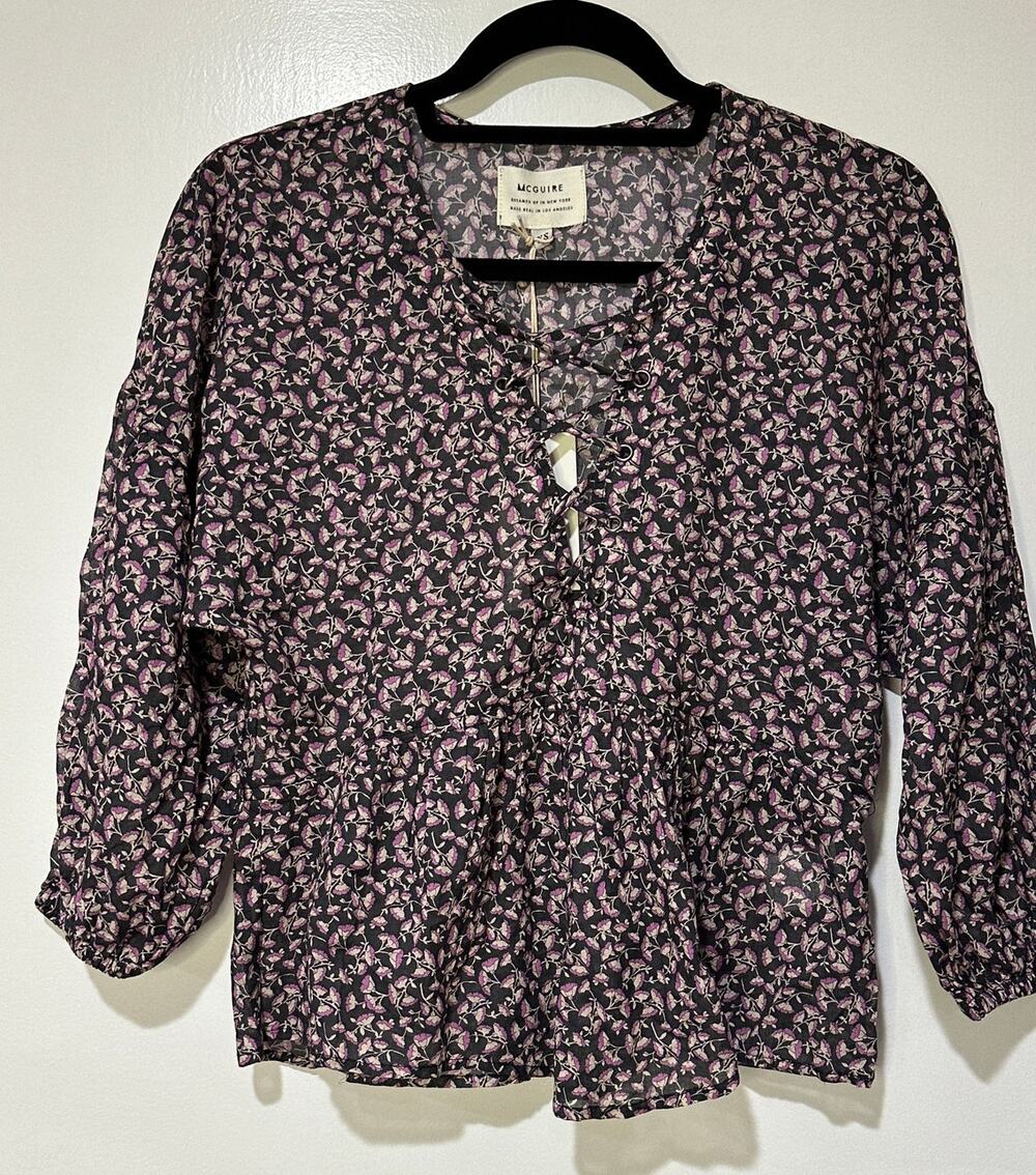 McGuire From Nordstrom Women's Peasant Blouse Peplum Bottom Size XS NWT